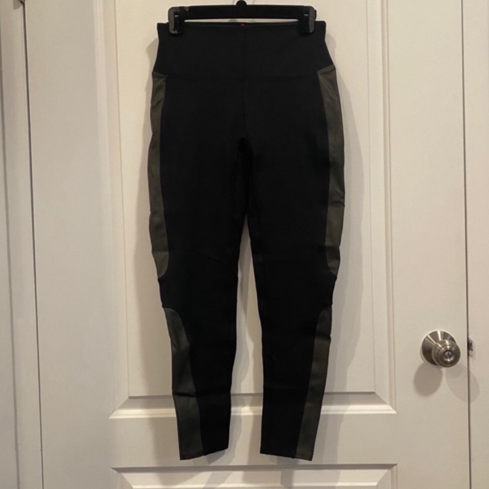 Spanx Faux Leather Moto Panel Leggings - Picture 3 of 4